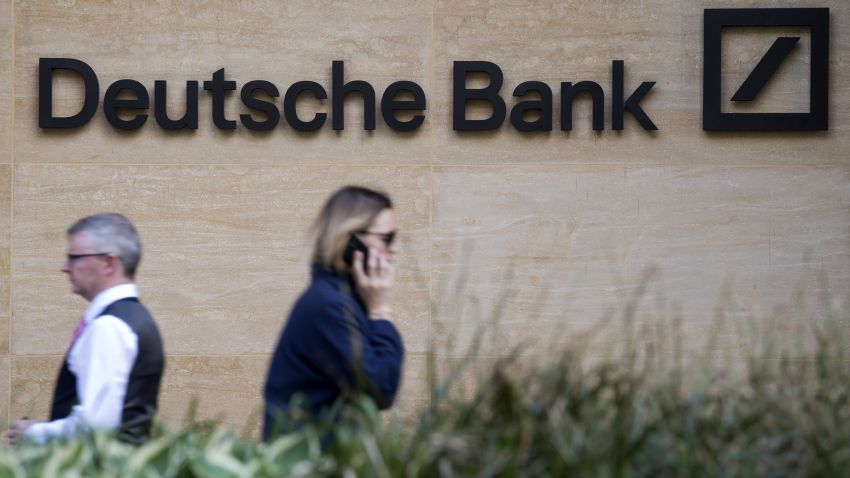 A view of the headquarters of German bank Deutsche Bank in London on May 5, 2017. / AFP PHOTO / Justin TALLIS        (Photo credit should read JUSTIN TALLIS/AFP