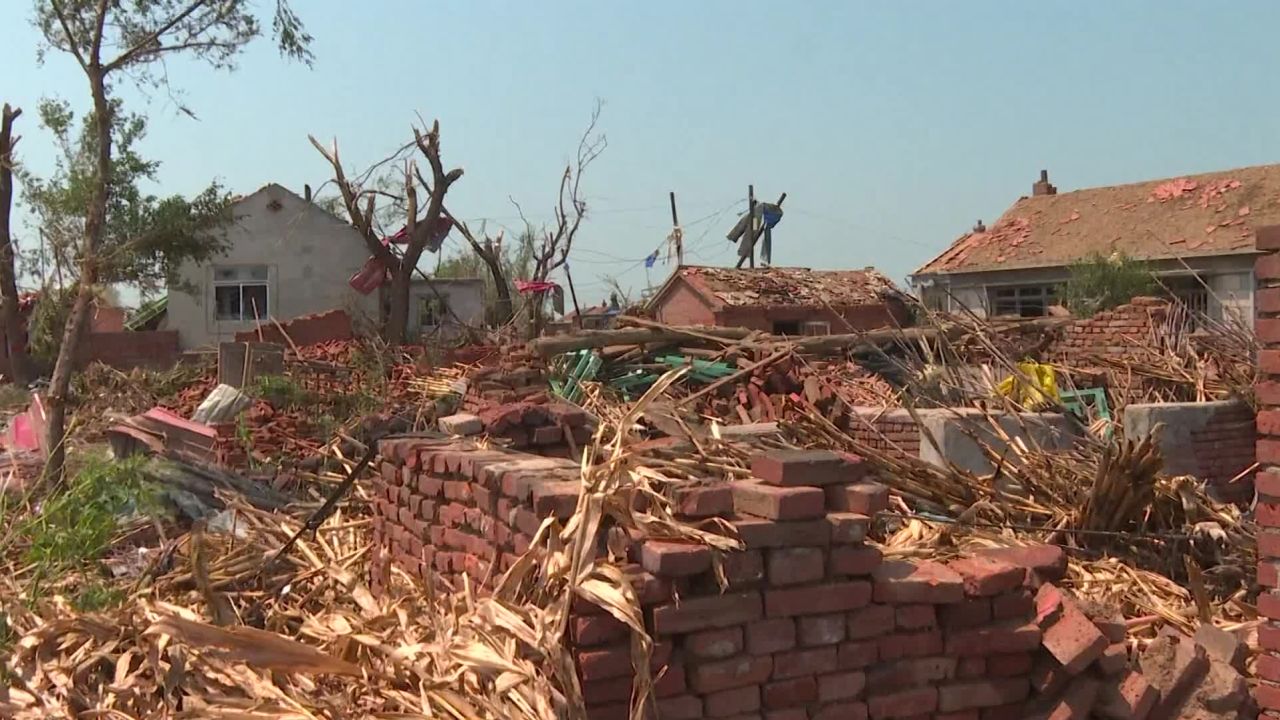 The tornado tore bricks off roofs and shattered windows.