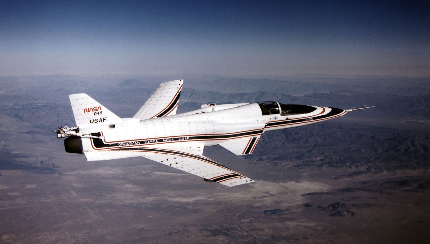 Among the unorthodox features of the X-29's design were its canards -- horizontal surfaces used to make the plane's nose go up or down -- which were in front of the main wings rather than on the tail like conventional fighters.