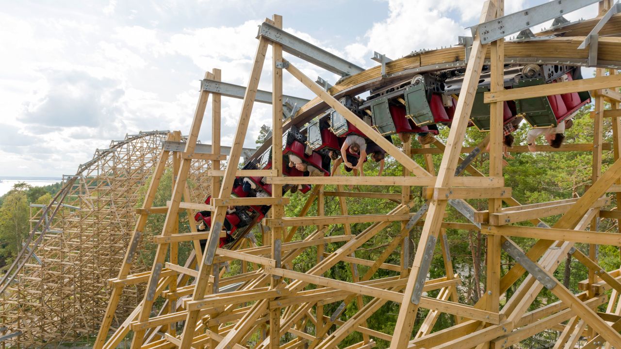 Your eyes don't deceive you. Wildfire is a wooden coaster with inversions.