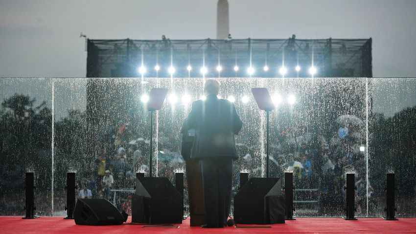 US President Donald Trump speaks during the "Salute to America" Fourth of July event at the Lincoln Memorial in Washington, DC, July 4, 2019. (Photo by MANDEL NGAN / AFP)