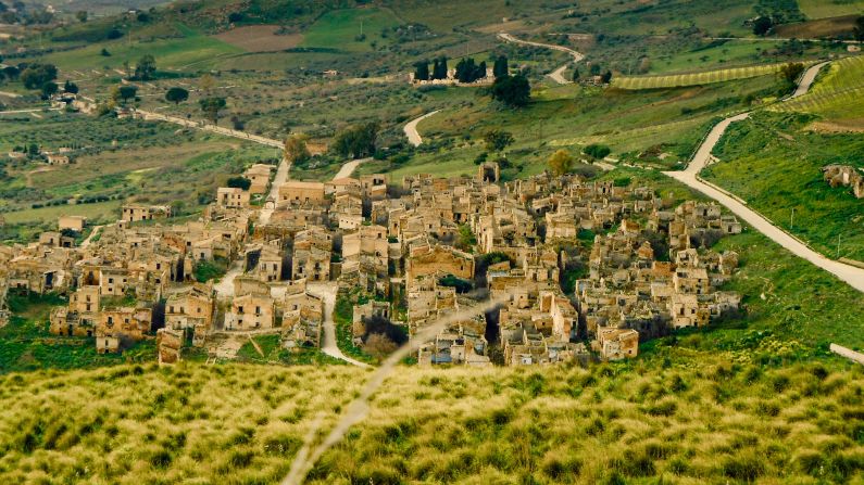 <strong>Ghost town: </strong>On the island of Sicily, the beautiful old town of Poggioreale has stood deserted since 1968, when a devastating earthquake prompted many residents to flee. 