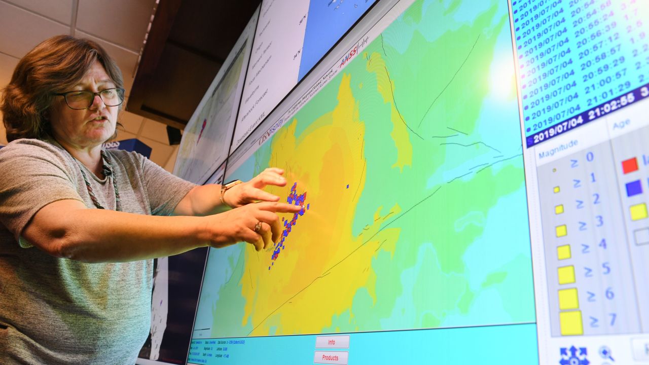 Seismologist Lucy Jones speaks at a media briefing at the Caltech Seismological Laboratory following the 6.4 Searles earthquake near Ridgecrest, about 150 miles north of Los Angeles, on July 4, 2019.