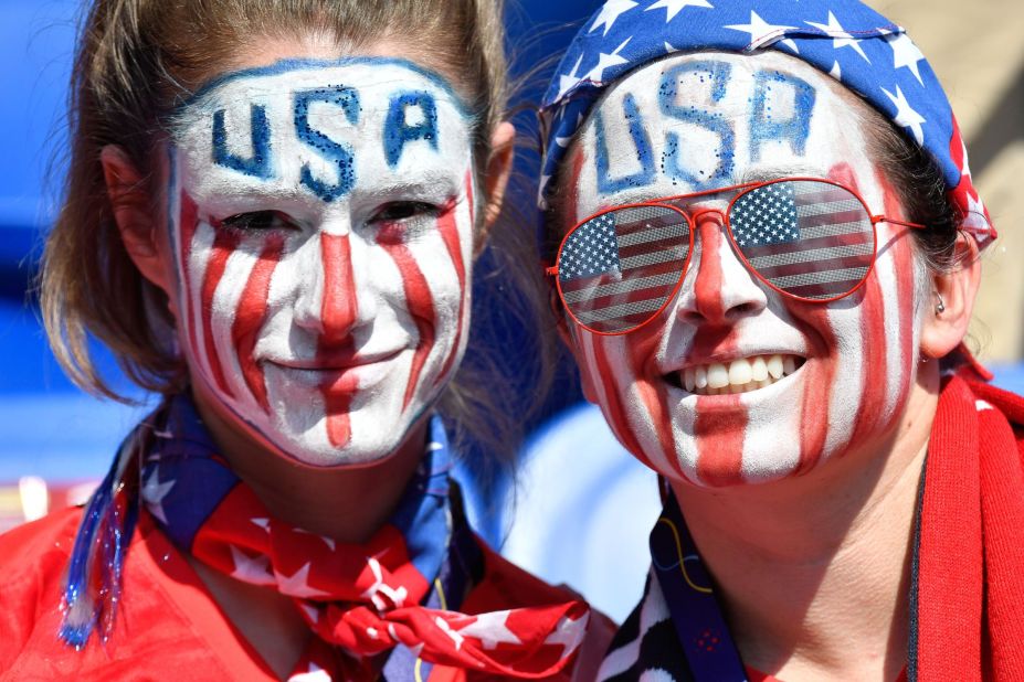 US fans get ready for the match at the stadium.