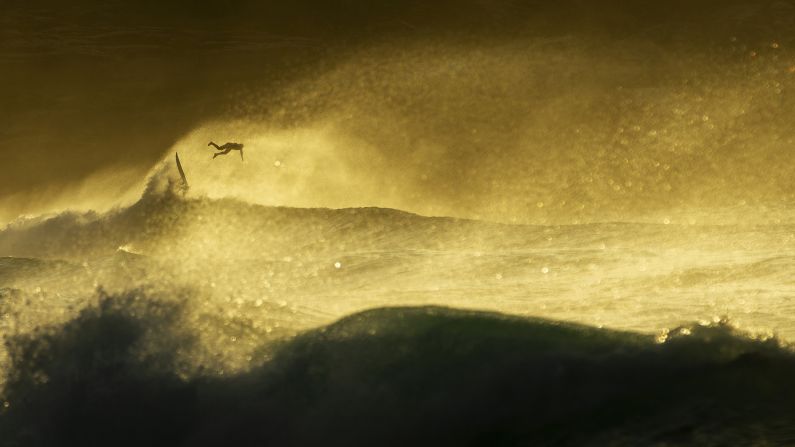 A surfer falls from his board at Bronte beach in Sydney, Australia, on Tuesday, July 2.