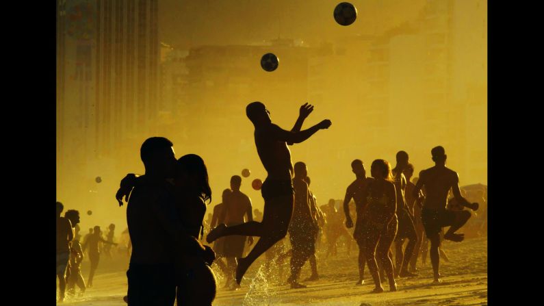 People play soccer at Ipanema Beach in Rio de Janeiro, Brazil, on June 30.