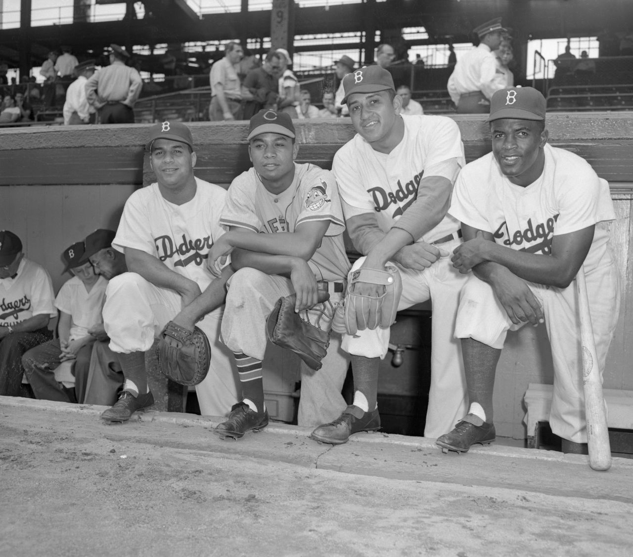 In 1949, black players took part in the All-Star Game for the first time. The first four players, from left, were Roy Campanella, Larry Doby, Don Newcombe and Jackie Robinson.