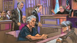 A sketch from Jeffrey Epstein's court appearance in New York on Monday July 8, 2019.