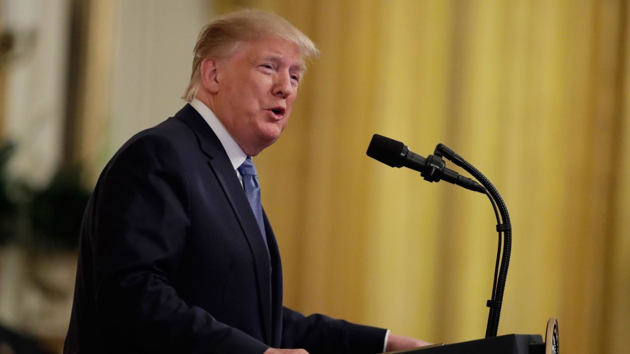 President Donald Trump speaks during an event on the environment in the East Room of the White House, Monday, July 8, 2019, in Washington. (AP Photo/Evan Vucci)