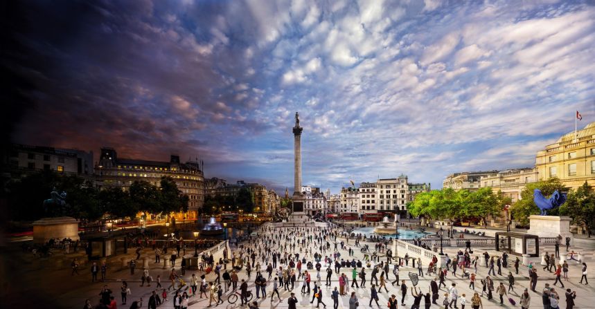 This image of London's bustling Trafalgar Square was taken in 2013.