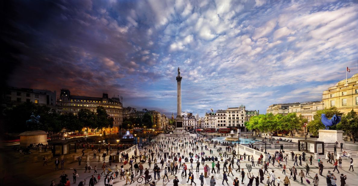 This image of London's bustling Trafalgar Square was taken in 2013.