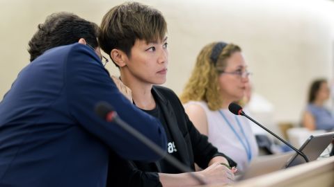 Hong Kong singer Denise Ho attends the United Nations Human Rights Council in Geneva on July 8, 2019.