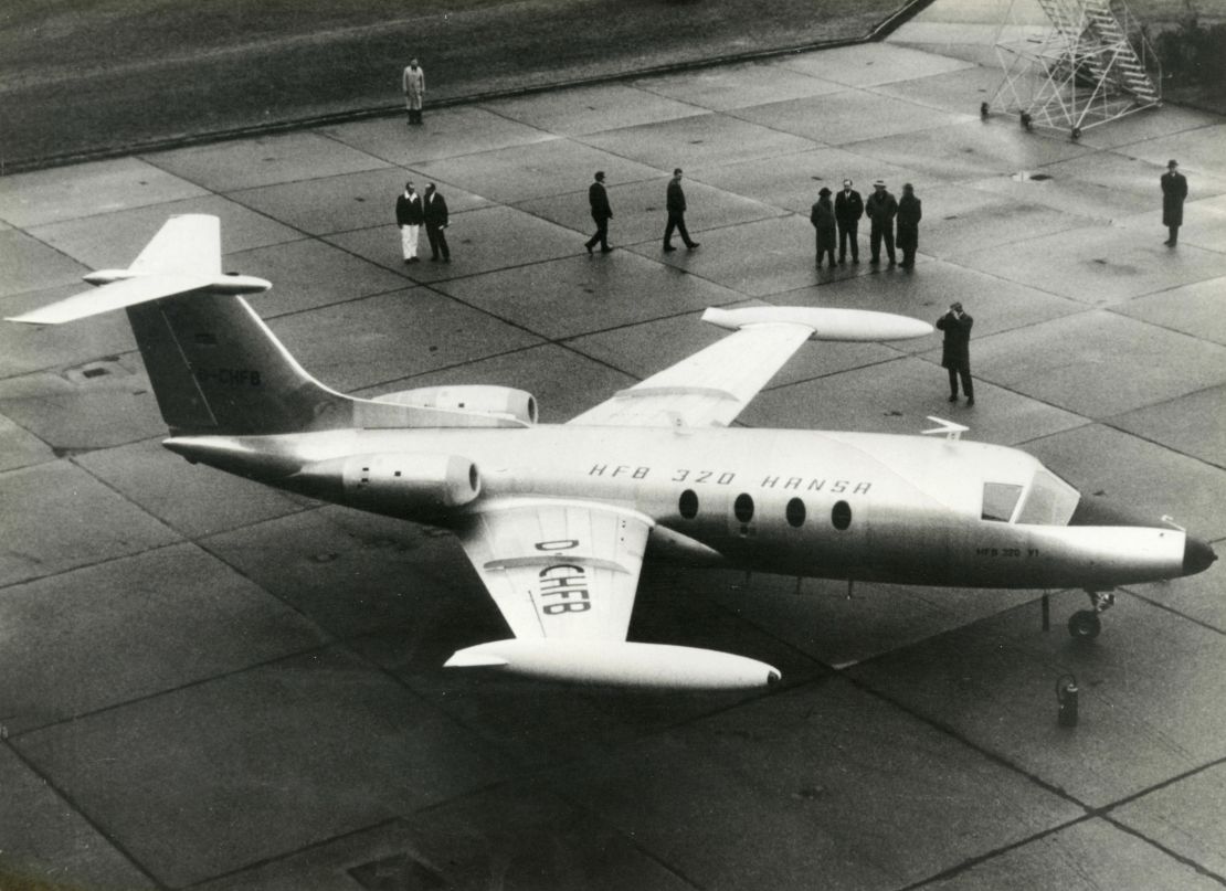 The Hamburger Flugzeugbau HFB-320 Hansa Jet.