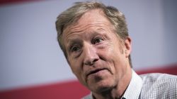 NEW YORK, NY - JANUARY 29: Hedge fund billionaire and Democratic fund-raiser Tom Steyer speaks during a town hall event at the DoubleTree Suites by Hilton hotel in Times Square January 29, 2018 in New York City. Steyer is the founder of the Need To Impeach initiative and is the largest individual donor in Democratic politics. (Photo by Drew Angerer/Getty Images)