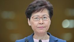 Chief Executive Carrie Lam holds a press conference at the government headquarters in Hong Kong on July 9, 2019.
