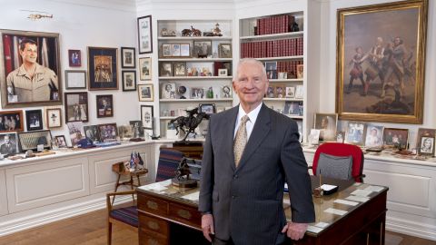 Perot poses for a portrait inside his office in September 2008. He founded Perot Systems Corp., an information technology company, two decades earlier.
