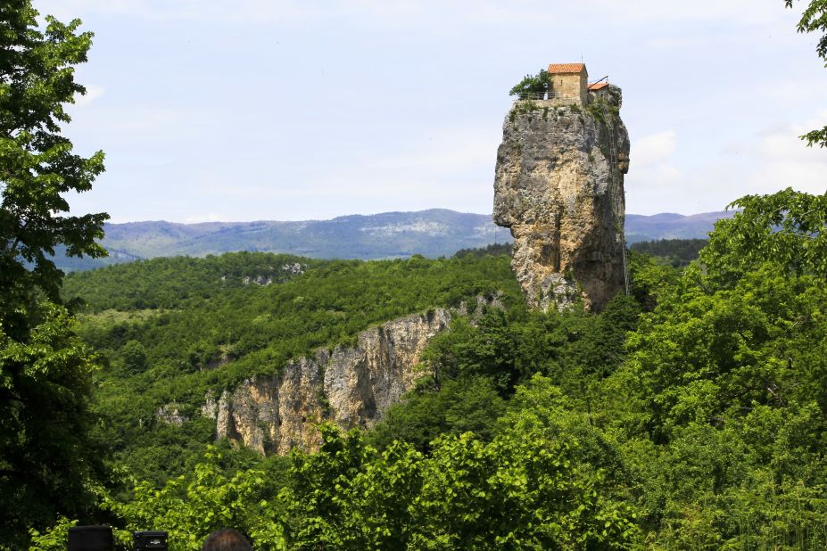 <strong>Remarkable landmark:</strong> Positioned approximately 200 kilometers west of Georgia's Tbilisi, the Katskhi pillar is one of the most isolated churches in the world.<br />