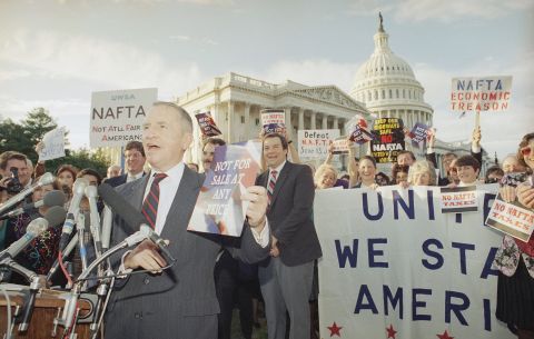 Perot rallies against the North American Free Trade Agreement in November 1993.