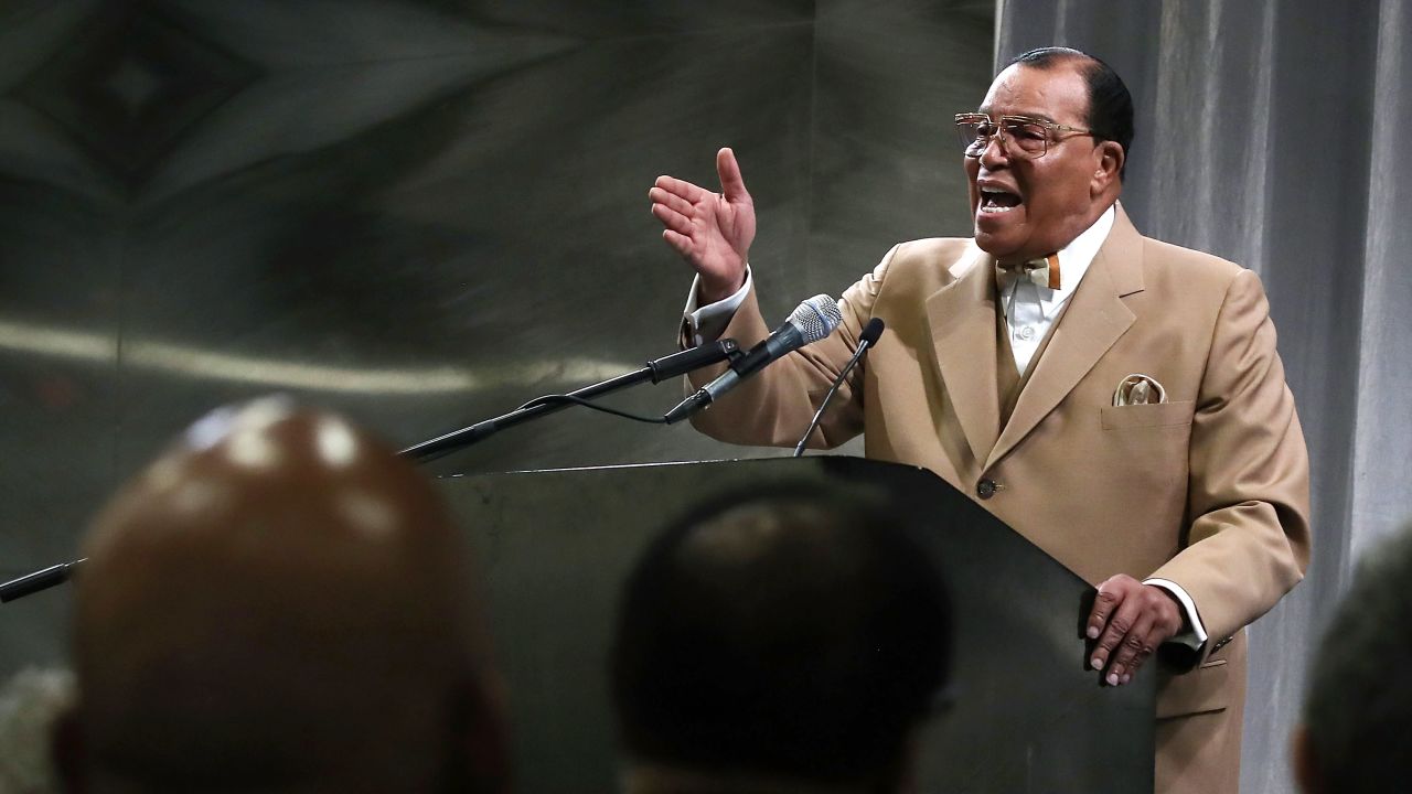 WASHINGTON, DC - NOVEMBER 16:  Nation of Islam Minister Louis Farrakhan delivers a speech at the Watergate Hotel, on November 16, 2017, in Washington, DC. (Photo by Mark Wilson/Getty Images)