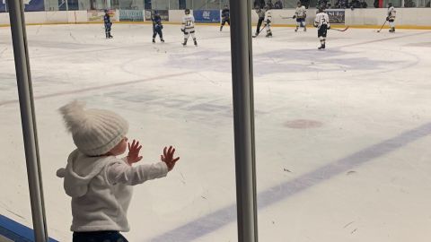 Chloe at a hockey game.