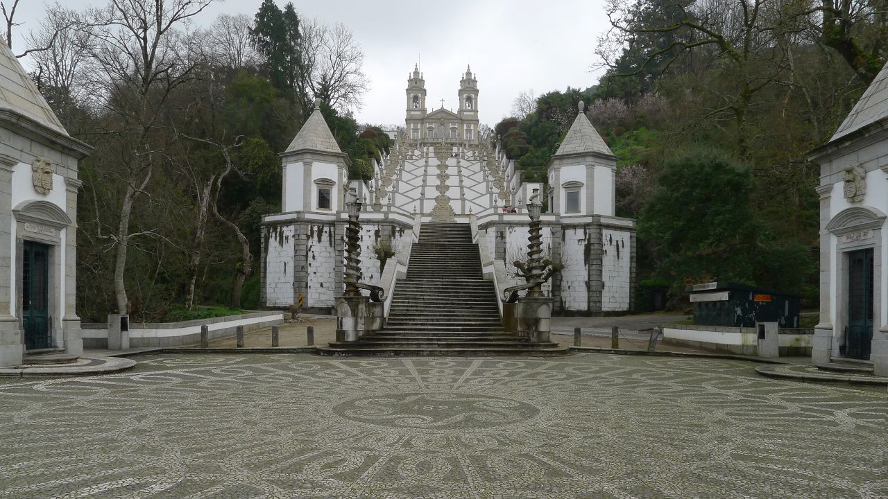 <strong>Sanctuary of Bom Jesus do Monte in Braga, Portugal: </strong>Designed to evoke Christian Jerusalem, the sanctuary was developed over a period of more than 600 years, primarily in a Baroque style. The Via Crucis ends at the church, which was built between 1784 and 1811. 