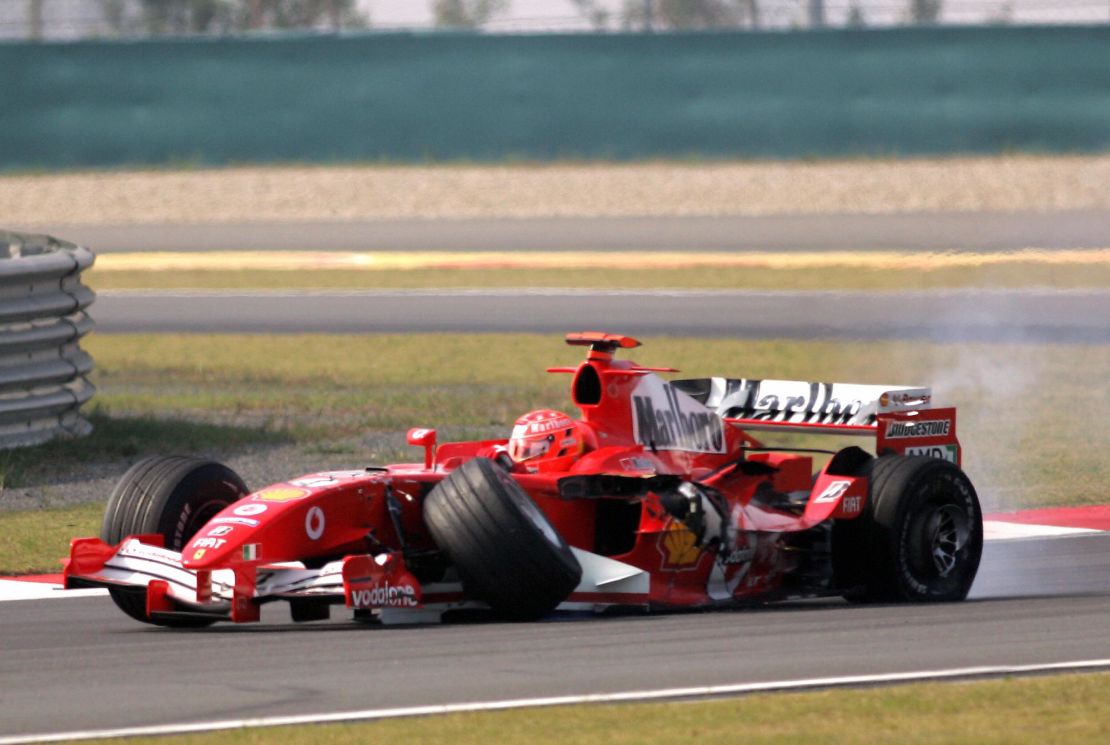 The wheels came off Michael Schumacher's dominance when changes to the rules on tires were introduced in 2005