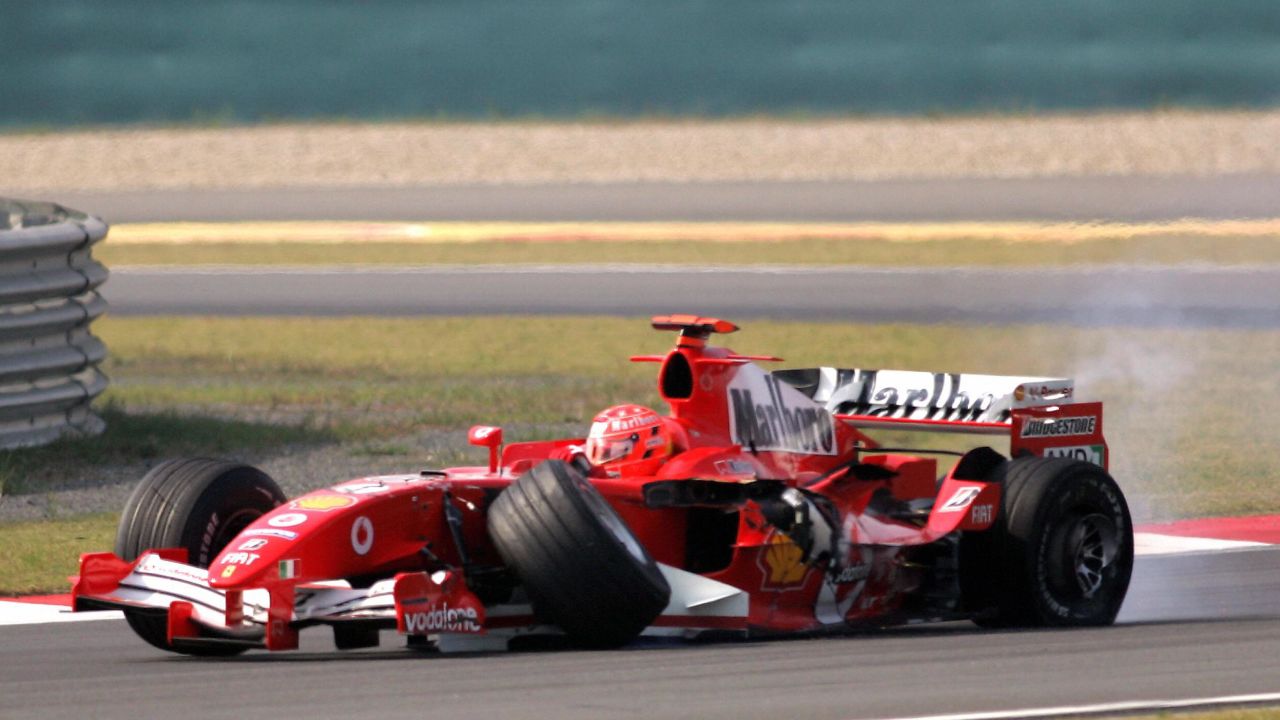 The wheels came off Michael Schumacher's dominance when changes to the rules on tires were introduced in 2005