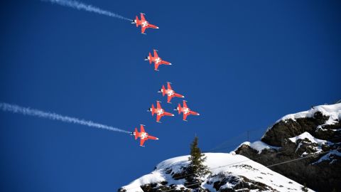 The Swiss air force aerobatic team "Patrouille Suisse" took a wrong turn