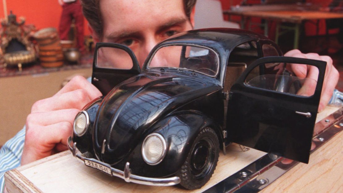 A 1938 model of an early VW Beetle is on display at Christie's London headquarters. The model was bought for just over $65,000 in 1996.