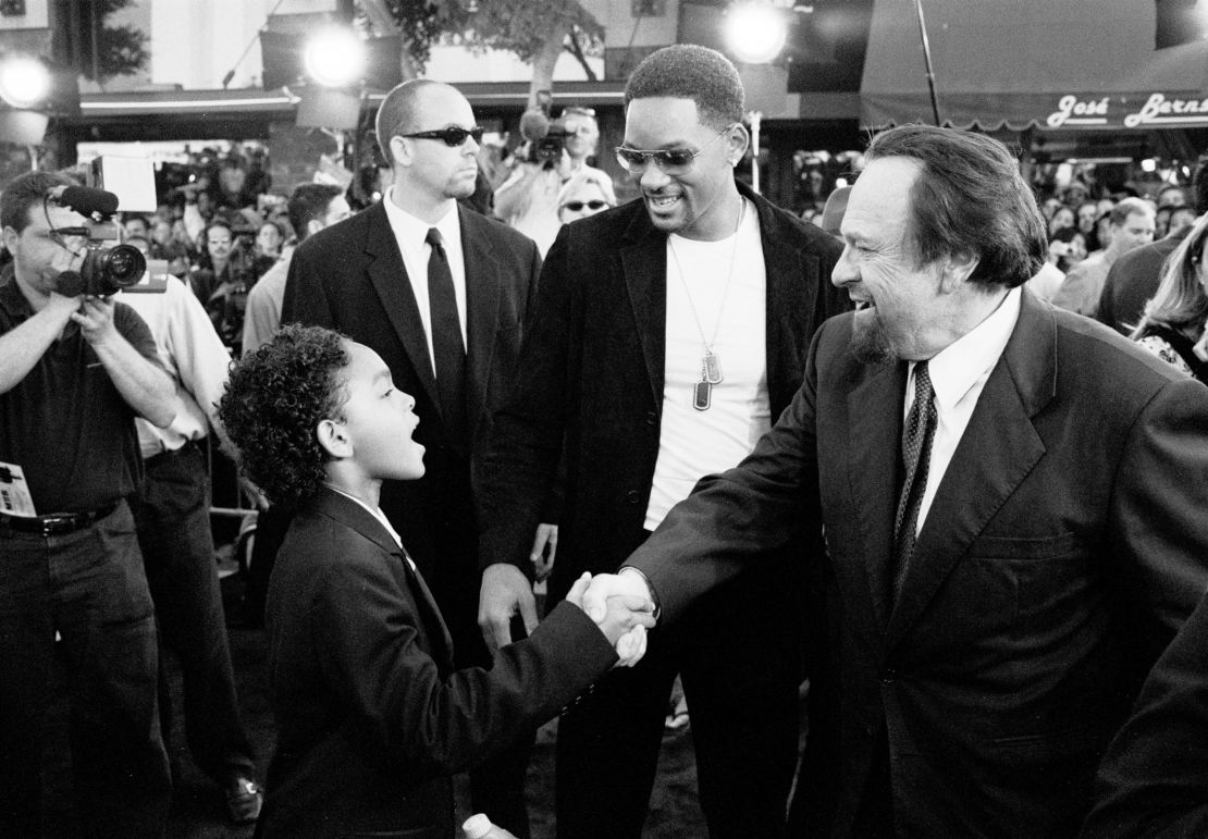 Will Smith, center, and Rip Torn, right during Men in Black II Premiere at Mann Village Theatre in Westwood, California, United States.