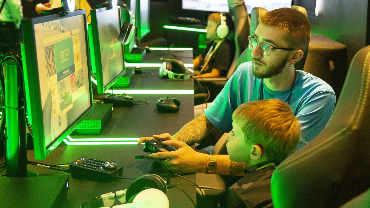 The Microsoft Store in London features a gaming center.