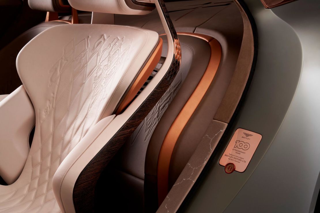 Bentley played with a variety of new materials for the car's interiors.