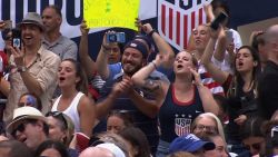 crowd chants at womens soccer ceremony