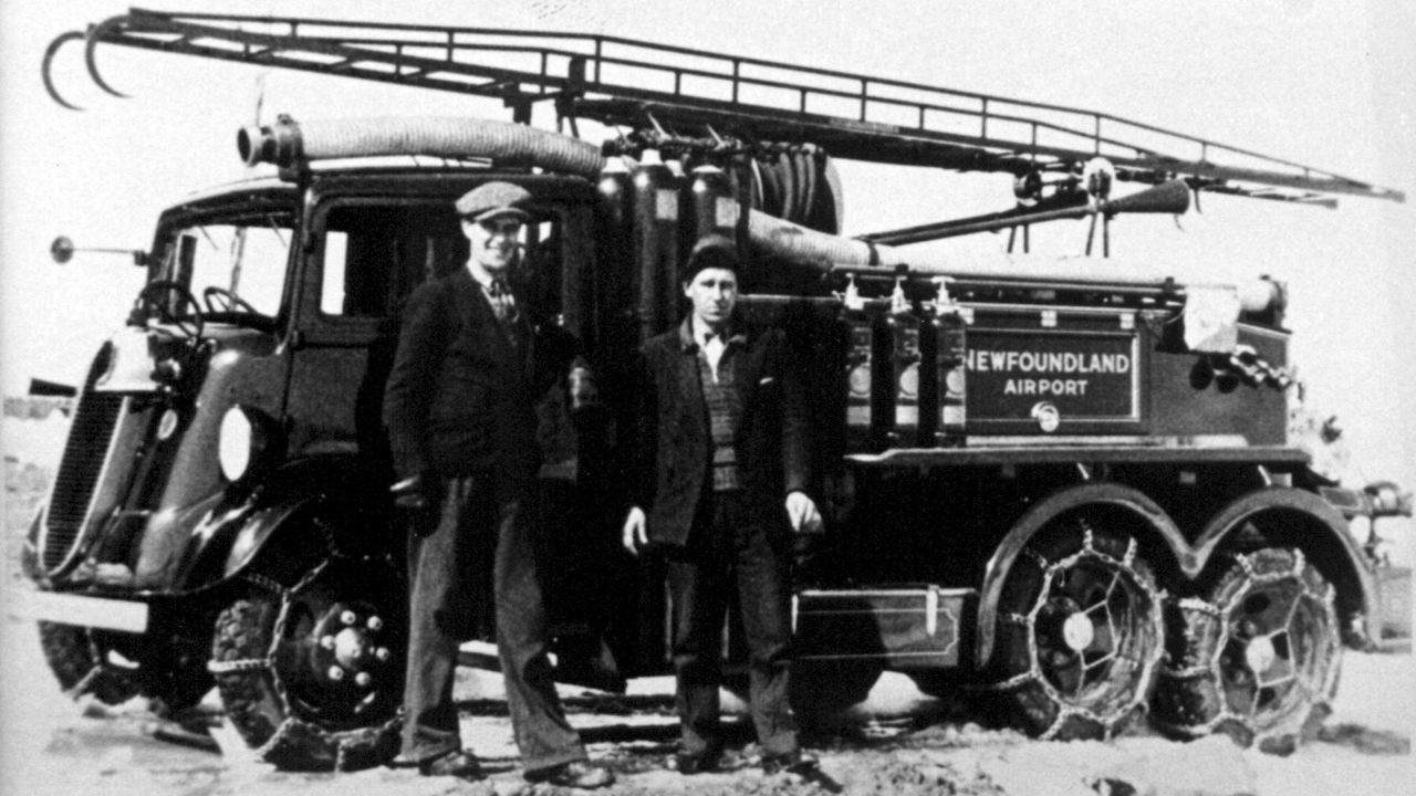 <strong>Early roots</strong>: The airport predates the town -- starting life as a military airport and growing to prominence during World War II. Pictured here: the first airport fire truck at Gander circa 1939.