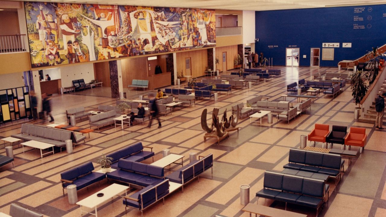 <strong>Airport interior:</strong> The modernist terminal was slightly less in vogue by 1972, but still striking.