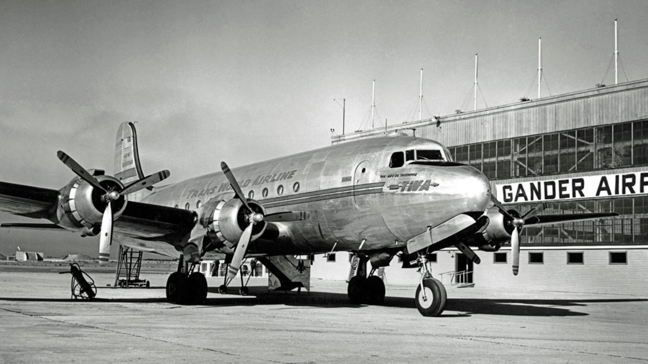 <strong>Pioneering flights:</strong> Newfoundland, Canada, was the jumping off point for many a pioneering flight and the airport grew from these early aviation moments. Pictured here: a DC aircraft in 1946.