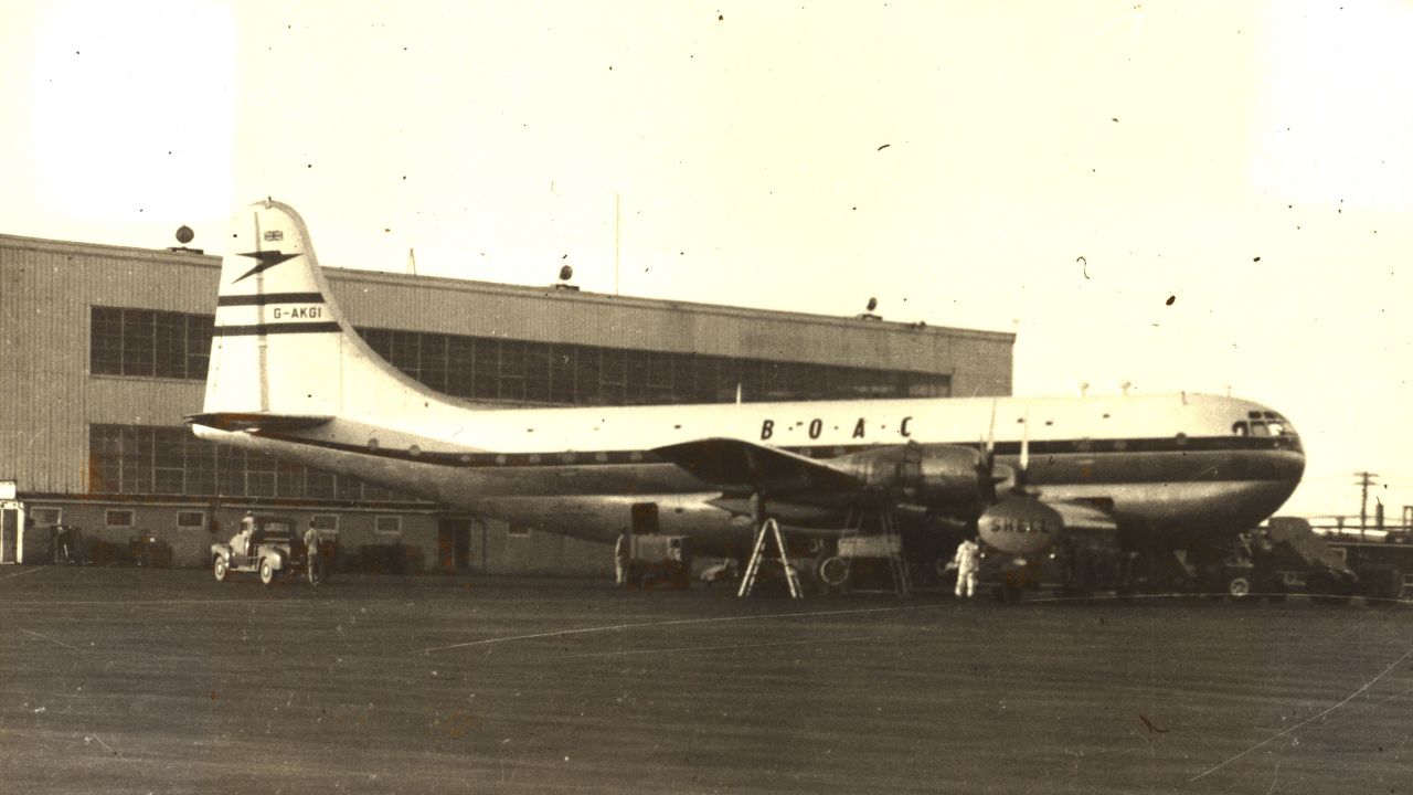 <strong>Stratocruiser</strong>: The Boeing 377 Stratocruiser -- a long-range military aircraft -- parked at Gander Airport. 