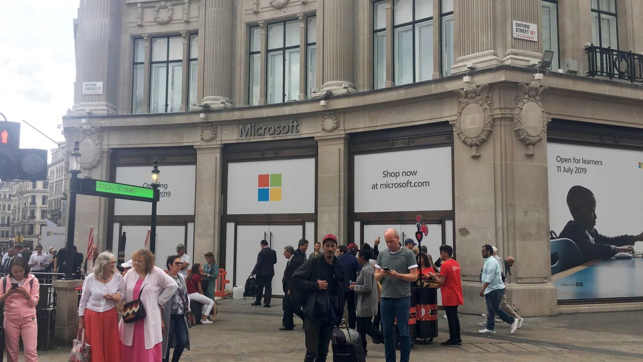 The scene outside the London flagship store on Wednesday.