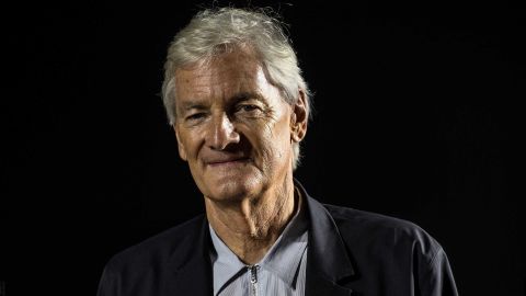 James Dyson poses during a photo session at a hotel in Paris.