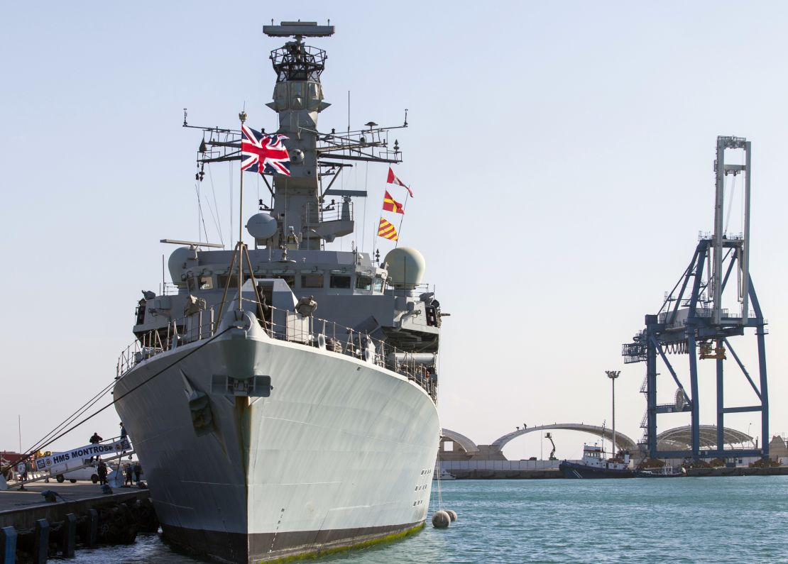 The British warship HMS Montrose docked in the Cypriot port of Limassol on February 3, 2014.