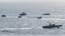 Military units of the IRGC Ground Force are seen on boats as they launched war games in the Gulf, December 22, 2018.