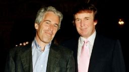 Portrait of American financier Jeffrey Epstein (left) and real estate developer Donald Trump as they pose together at the Mar-a-Lago estate, Palm Beach, Florida, 1997.(Photo by Davidoff Studios/Getty Images)