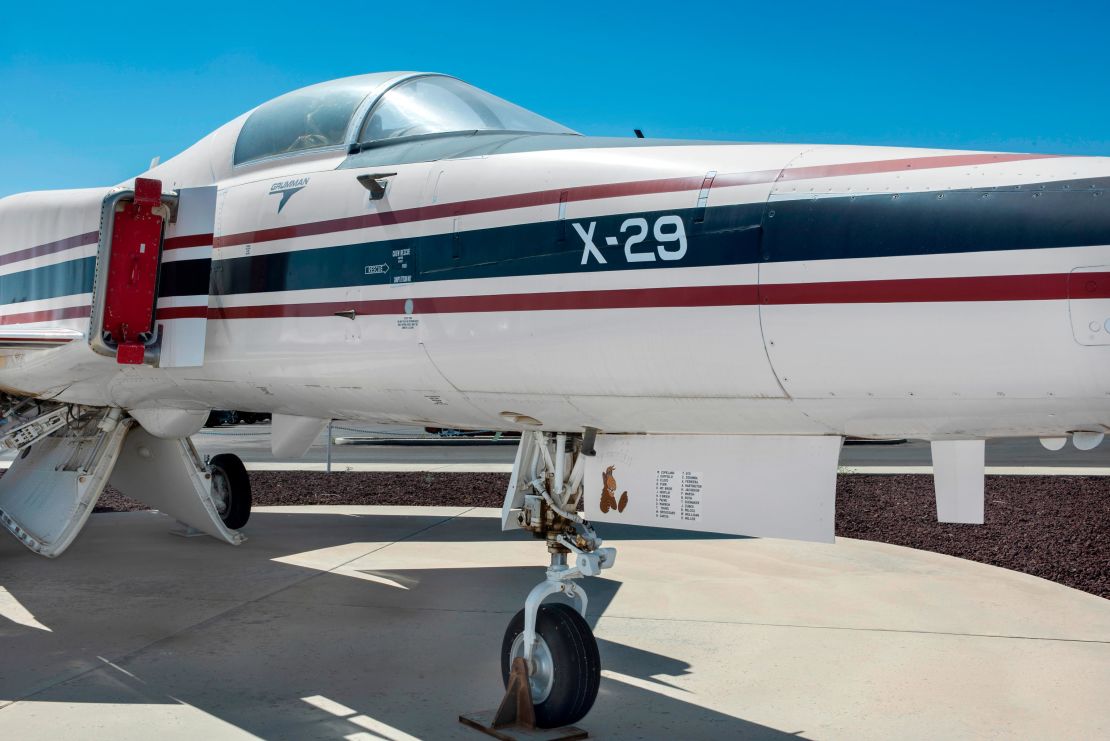 One of the two X-29 as it looks today at the Armstrong Flight Research Center in southern California. 