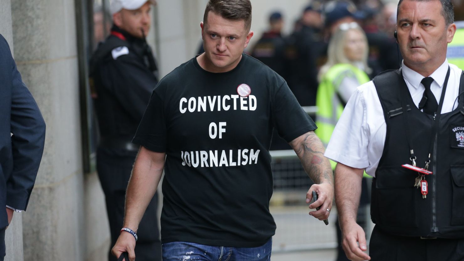 Stephen Yaxley-Lennon, aka Tommy Robinson, was sentenced to nine months in jail on Thursday. 