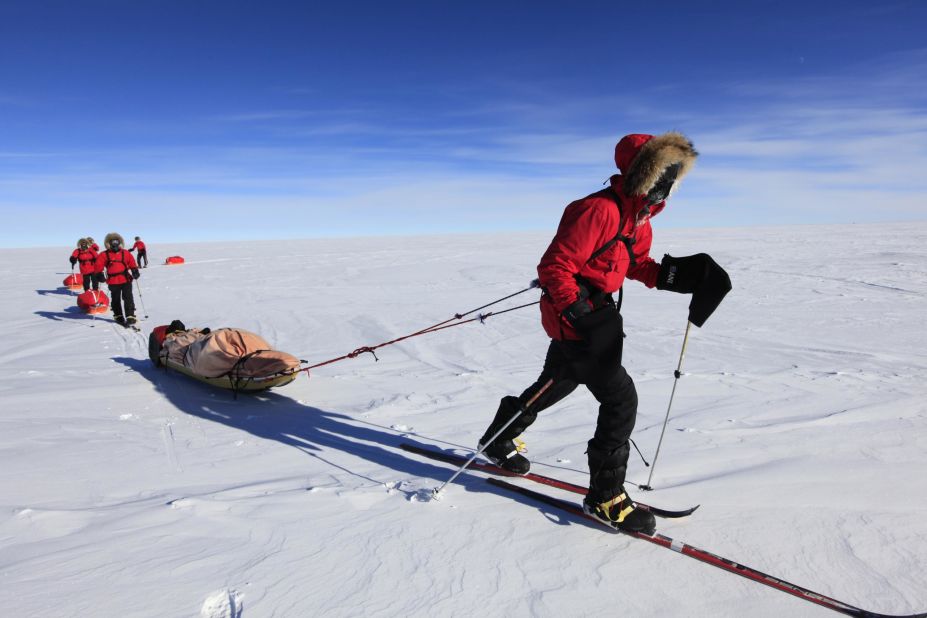 <strong>Cross-country odyssey:</strong> Like the polar explorers of old, cross-country skiing to the geographic South Pole involves crossing ice shelves, glaciers and the massive West Antarctic Ice Sheet.