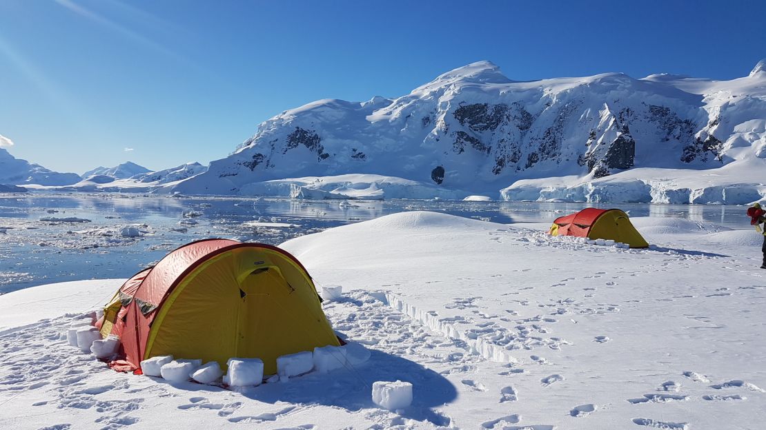 Pitching a tent is another up-close way to experience the frozen continent.