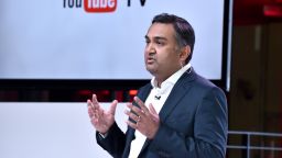 LOS ANGELES, CA - FEBRUARY 28:  YouTube Chief Product Officer Neal Mohan speaks onstage during the YouTube TV announcement at YouTube Space LA on February 28, 2017 in Los Angeles, California.  (Photo by Jeff Kravitz/FilmMagic for YouTube)