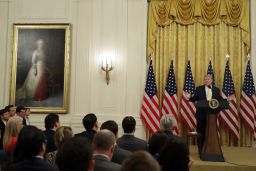 President Donald Trump speaks during the "Presidential Social Media Summit" in the East Room of the White House