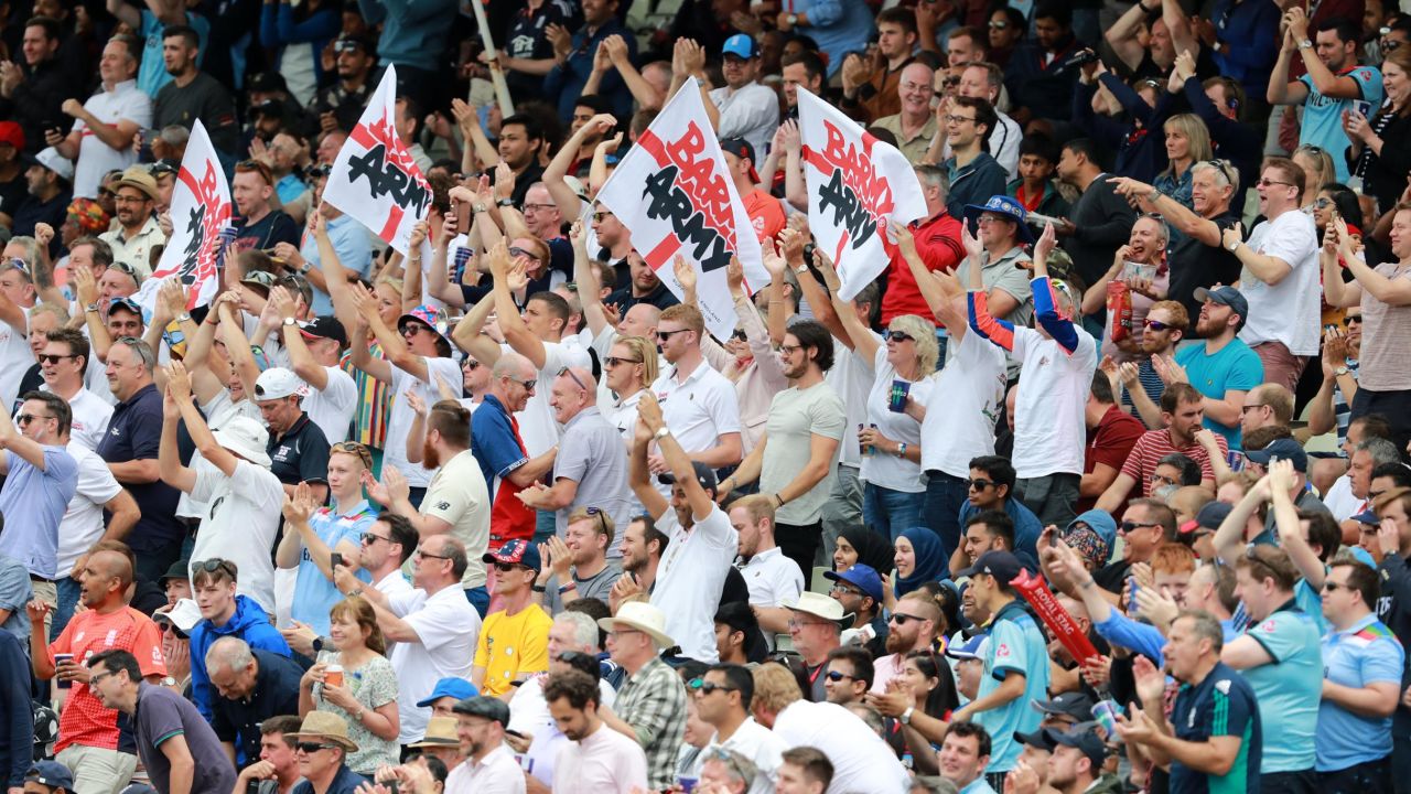 England fans 'The Barmy Army' show their support during the semifinal clash.