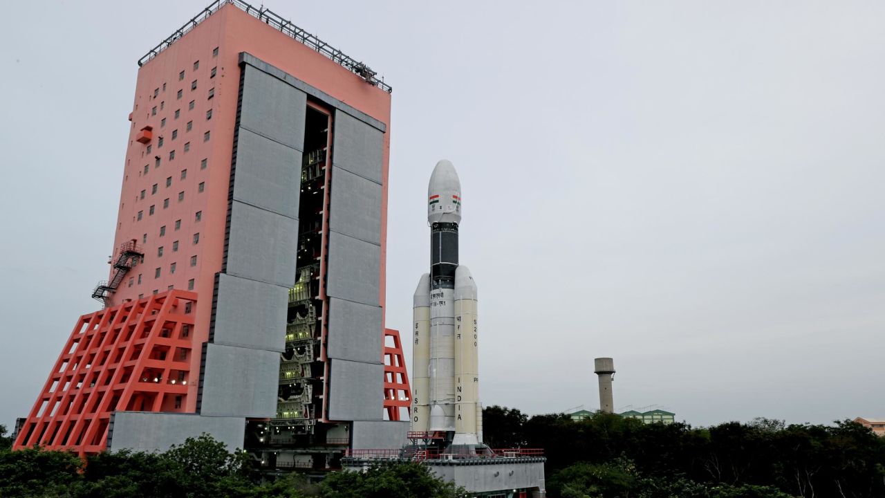 The GSLV MarkIII-M1 rocket vehicle that will launch India's Chandrayaan-2 mission to the moon